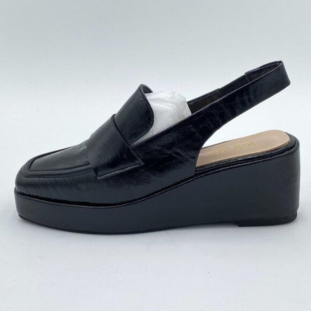 miss left Women's Wedge Heel Slingback Pumps Platform Closed Toe Mid Heel Loafer